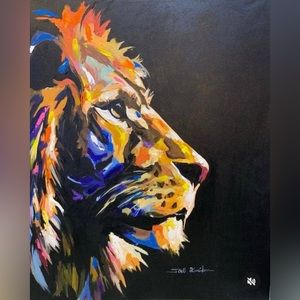 Painting of a lion ( side view)